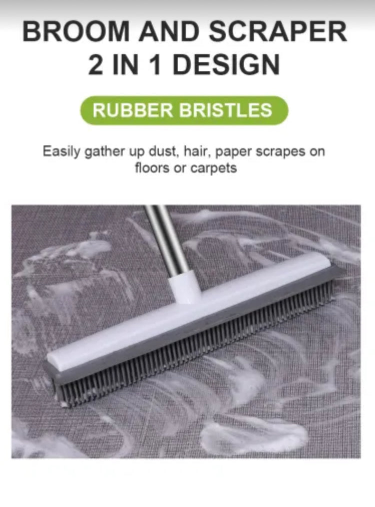 Pet Hair Rubber Carpet Rake Floor Soft Push Broom
