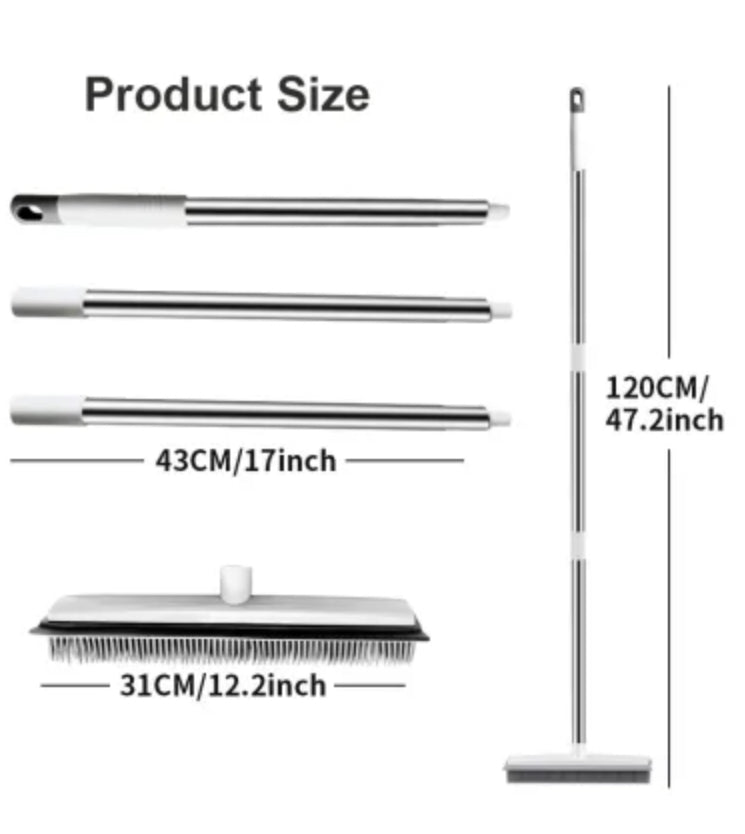 Pet Hair Rubber Carpet Rake Floor Soft Push Broom